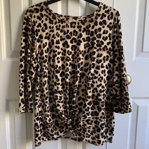 Chico's Animal Print Long Sleeve Blouse